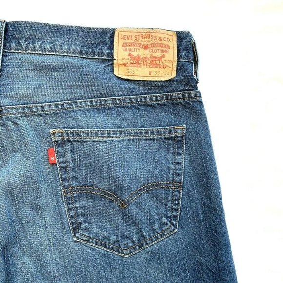Levi's 569‎ Jeans Mens 36x34 (38x33) Loose Straight Fit Jeans Dark Wash Red Tab - Picture 7 of 12